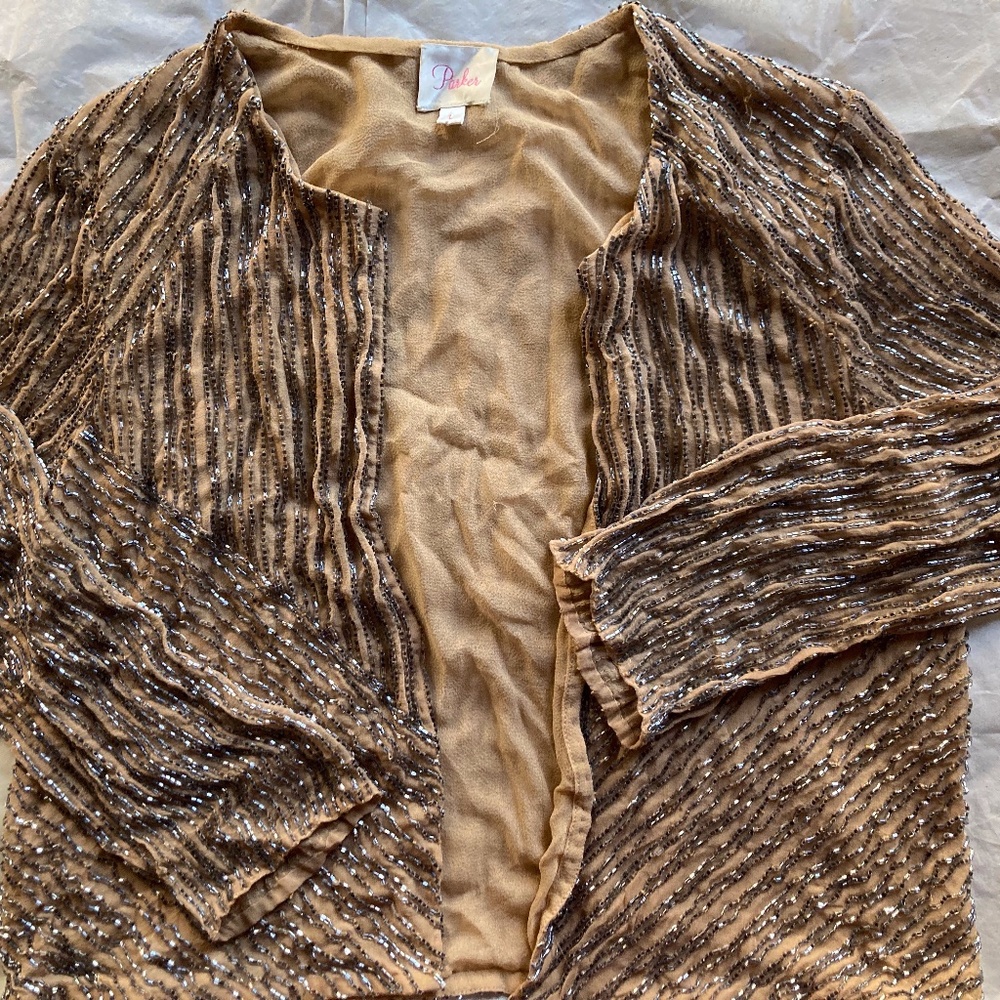 sequined silk pink /grey M jacket PARKER